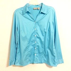 Chico's Button Down Bright Blue Blouse Top